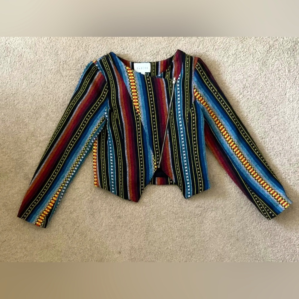 NWOT Anthropologie Sabine Beatriz Striped Moto Jacket * Extra Small